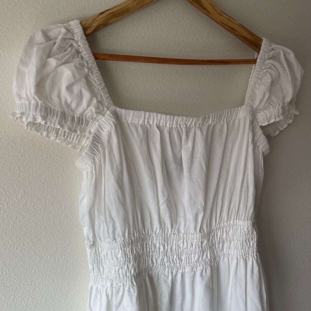 French Connection A-Line Gathered‎ White Cotton Mini Dress NWT - Picture 6 of 8